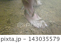 The fish is nibbling legs in the stream of the waterfall. 143035579