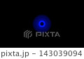 A ring of blue light radiating outwards against a black background. 143039094