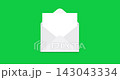 Mail Envelope Icon. Animation Opening with Blank Card Message Notification Motion on chromakey background. Design for mail presentation, for office messages or documents sending. 4K graphic motion 143043334