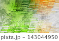 Abstract green orange motion background with halftone glitch lines and grunge texture 143044950