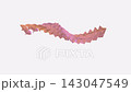 Wavy undulating ribbon of pink twisted shapes flowing continuously in a smooth wave motion over a solid light backdrop. 143047549