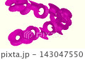 Floating purple curved cloth-like objects twisting and dispersing smoothly across a bright minimalist background. 143047550