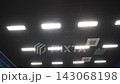 Led lighting equipment glows on ceiling in cinema hall 143068198