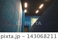 Stylish cinema hall corridor leading to screen frame 143068211