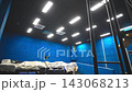 Glowing brightly led lamps over reconstructed cinema hall 143068213