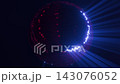 Abstract 3d red glass disco ball animation seamless loop blue rays 143076052