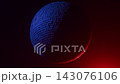 Abstract minimal 3d disco ball planet blue and red 143076106