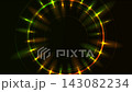 Green and orange neon laser rings motion background with glowing rays 143082234