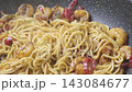 Fresh shrimp noodle stir-fry served directly in a hot pan 143084677