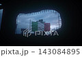 Italian Flag Waving Amid Ruined Building Under Dramatic Stormy Sky 143084895