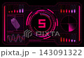 A futuristic HUD countdown with a pink neon digital display and a cyberpunk control panel. 143091322