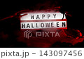 Atmospheric Halloween concept designed for seasonal greetings announcements or promotional messages combining illuminated typography HAPPY HALLOWEEN with classic spooky decorations to symbolize myster 143097456
