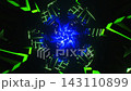 Glowing Green and Cyan Abstract Geometric Tunnel Animation VJ Loop. Looped 3D rendering 143110899