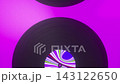Seamless Loop of Rotating Vinyl Records on a Vibrant Purple Background 143122650