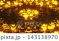 Bright orange glowing hexagonal blocks creating animated ripples across dark surface. Looped 3D rendering 143138970