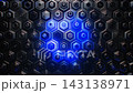 Blue Hexagon Grid Looping Animation with Glowing Futuristic Geometric Pattern. Looped 3D rendering 143138971