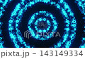 Abstract top view of glowing blue hexagonal rings pulsing on dark surface. Looped 3D rendering 143149334
