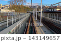 Rear view from driverless metro entering tunnel in Istanbul 143149657