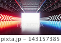 Industrial factory entrance door with neon light, 3d rendering. 143157385