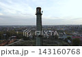 Small gray old city town 4k aerial view top in autumn. Ukraine building house 143160768