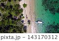 speed ramp Tropical beach with clear water and boat. Great aerial view drone  143170312