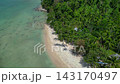 Pepito Beach with tropical palms and turquoise water. Amazing aerial view drone 143170497