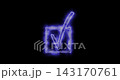 A dynamic animation displays a glowing blue checkmark symbol appearing within a square outline. This bright visual interface element beautifully highlights a positive choice or confirmation. 143170761