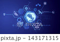 Modern technologies are connected by a global digital network enhanced by AI 143171315