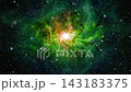 エメラルドグリーンの美しい星雲と輝く星々の宇宙空間CGループ背景 143183375