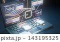 Futuristic artificial intelligence keyboard robot hands bg able to loop endless 143195325