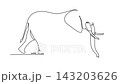 Animated self drawing of continuous line draw wild elephant animal walking gracefully in nature, endangered species conservation, jungle biodiversity, and safari fauna. Full length one line animation 143203626
