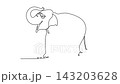 Animated self drawing of continuous line draw elephant animal lifting its trunk upright, endangered species conservation, jungle biodiversity, and savanna nature beauty. Full length one line animation 143203628