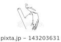 Animated self drawing of continuous line draw bird of paradise perched on tree branch. Its magnificent long tail feathers, and delicate profile in tropical rainforest. Full length one line animation 143203631