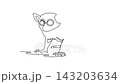 Animated self drawing of continuous line draw a wild tarsier animal staring alertly forward, nocturnal rainforest wildlife, tropical jungle creature biodiversity, eyes. Full length one line animation 143203634