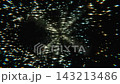 Glowing digital numbers stream through dark cyber space 143213486