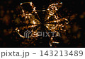 Glowing golden particle tunnel with digital light networks 143213489
