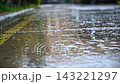 Rain Falling on Urban Pavement Close Up 143221297