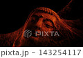 Fallen Buddha Temple Statue In Firelight 143254117