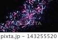 Glowing particle stream swirling in dark space 3d animation 143255520