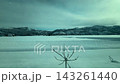 冬の只見線の車窓から　雪に埋まった水田　新潟県 143261440