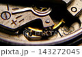 Macro Shot of Mechanical Watch Movement with Regulator and Balance Wheel 143272045