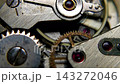 Macro Shot of Mechanical Watch Movement with Ruby Jewels and Clockwork 143272046