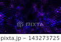 Animation of rhomboid grid tunnel rotating with Interstellar galaxy, cosmic wormhole on starry space background, purple and dark blue color, video looping 143273725