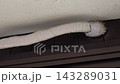 Outdoor air conditioning piping. Penetration holes and filling areas in the exterior walls of wooden houses. 143289031