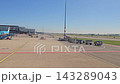 Amsterdam, Netherlands - April 22, 2026: Airport apron and baggage carts 143289043