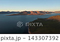 Drone flyover pan above remote Gilmimyul Bay coastline in cinematic light 143307392