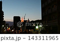 The cityscape and the silhouettes of buildings at dusk 143311965