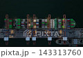 Aerial view container cargo ship loading unloading at night, Container cargo ship import export sea port, Global trade business container cargo ship freight shipping commercial trade logistic 143313760
