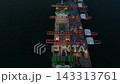 Aerial view container cargo ship loading unloading at night, Container cargo ship import export sea port, Global trade business container cargo ship freight shipping commercial trade logistic 143313761