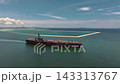 Aerial view nuclear powered aircraft carrier, USA navy ship carrier airplane fighter jet aircraft army navy nuclear ship carrier full fighter jet aircraft technology of battleship. 143313767
